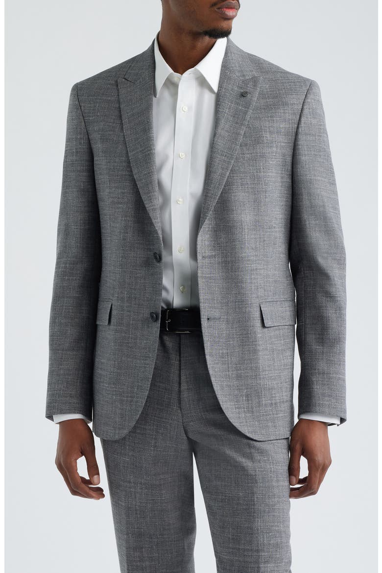 Rawdon Slim Fit Grey Mélange Peak Lapel Suit, Alternate, color, GREY