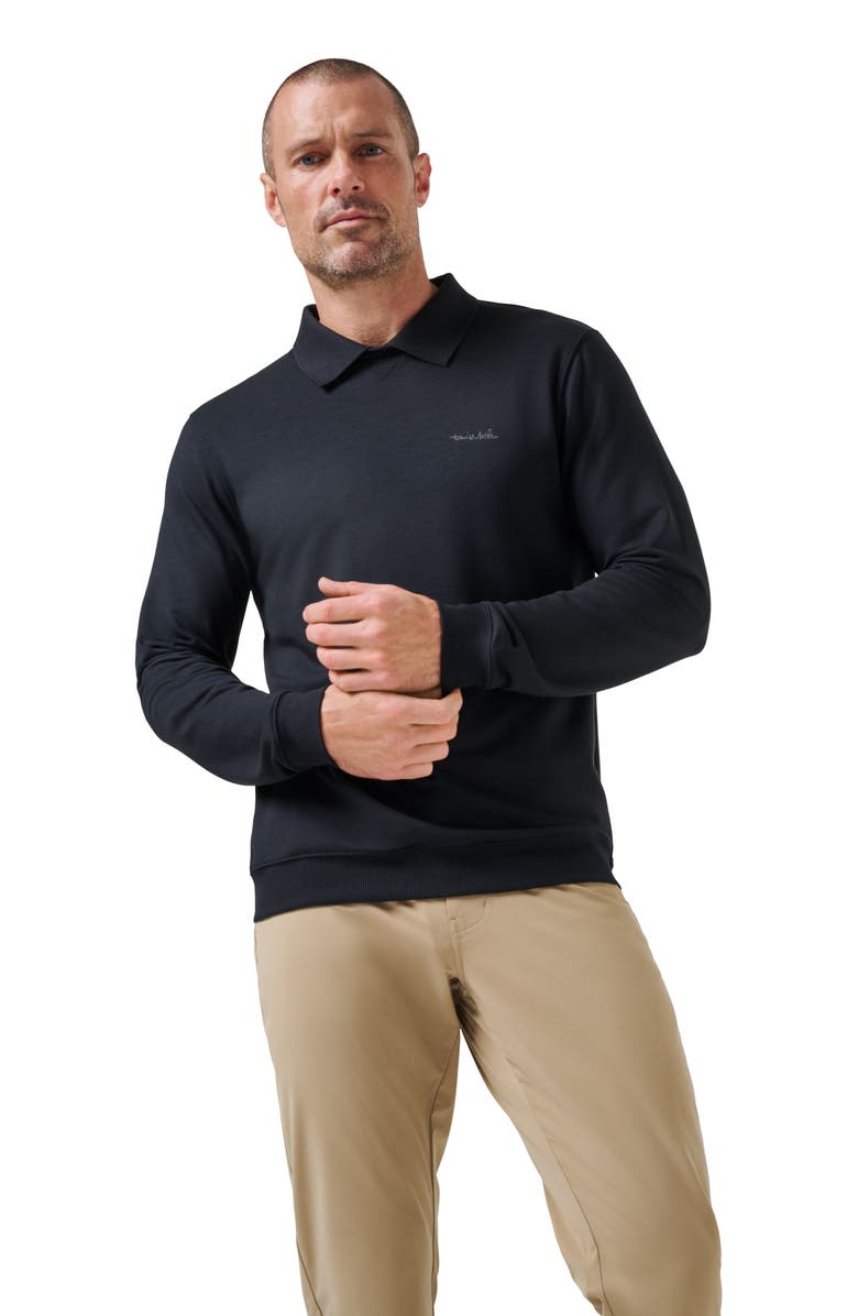 TravisMathew Amenities Collared Sweatshirt, Alternate, color, Black