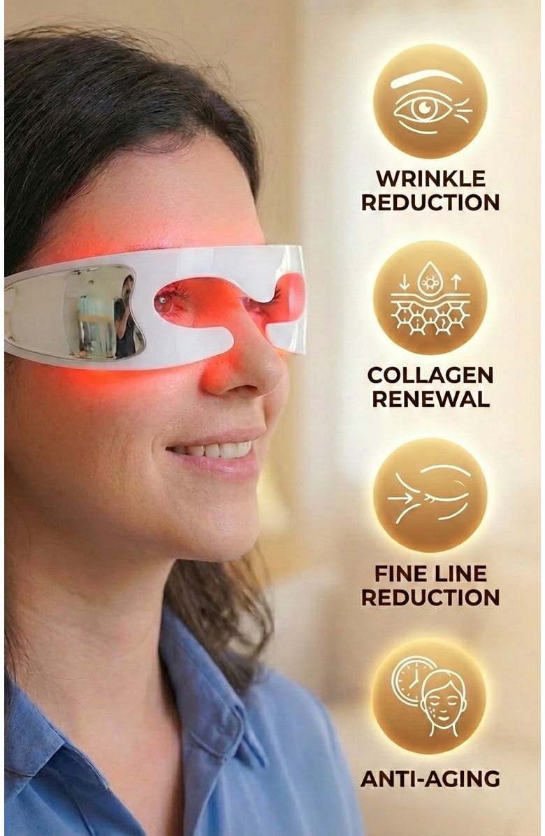 Lovery LED Red Light Therapy Advanced  Restoration Pro Eye Mask - Anti-Aging Eye Device with Vibration Massage, Collagen-Renewal, At-Home Under Eye Treatment, Alternate, color, White