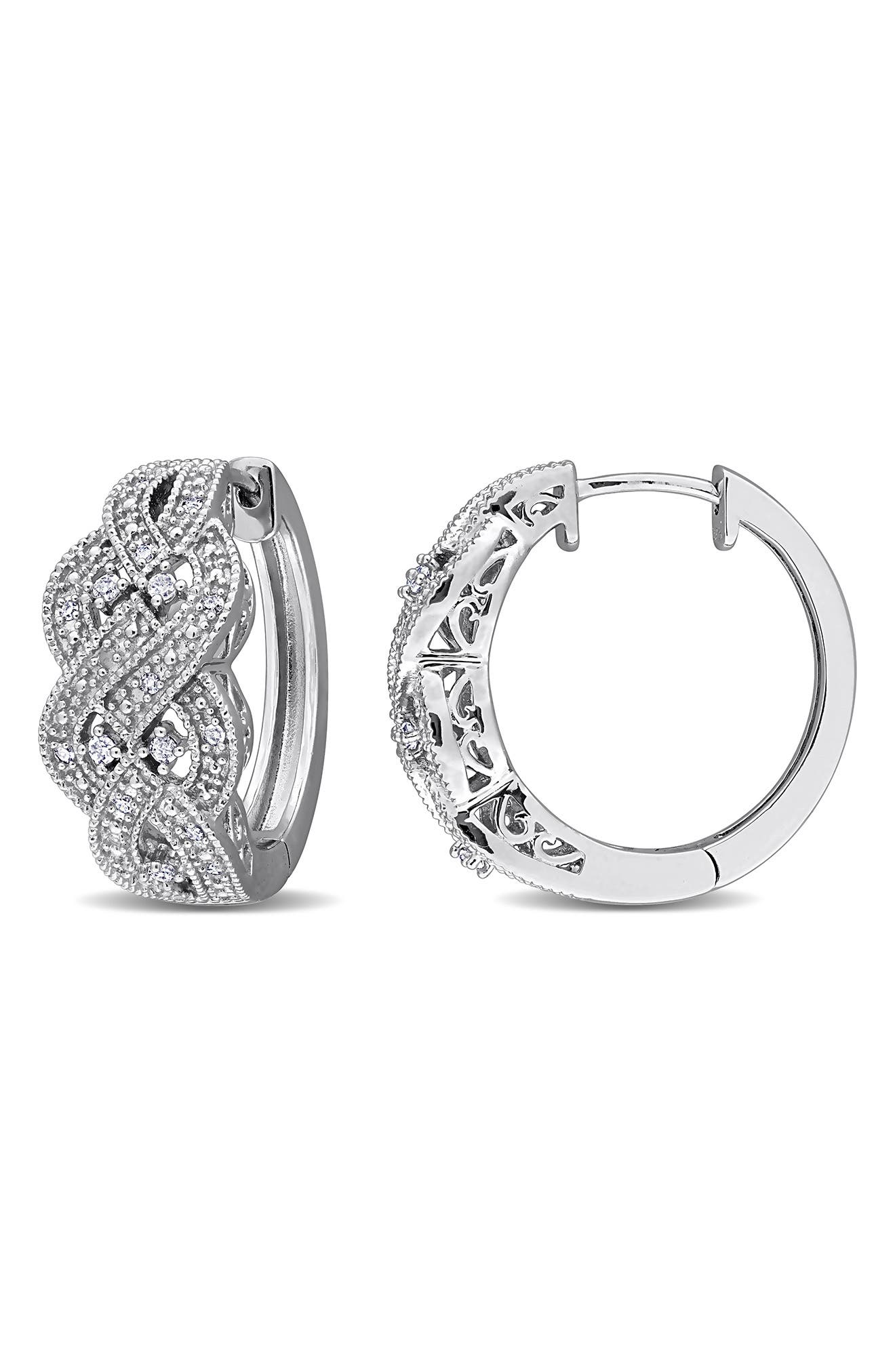 Braided Diamond Hoop Earrings