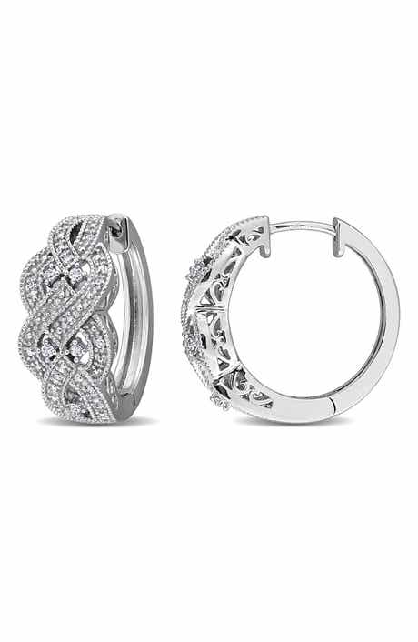Braided Diamond Hoop Earrings