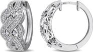 DELMAR Braided Diamond Hoop Earrings