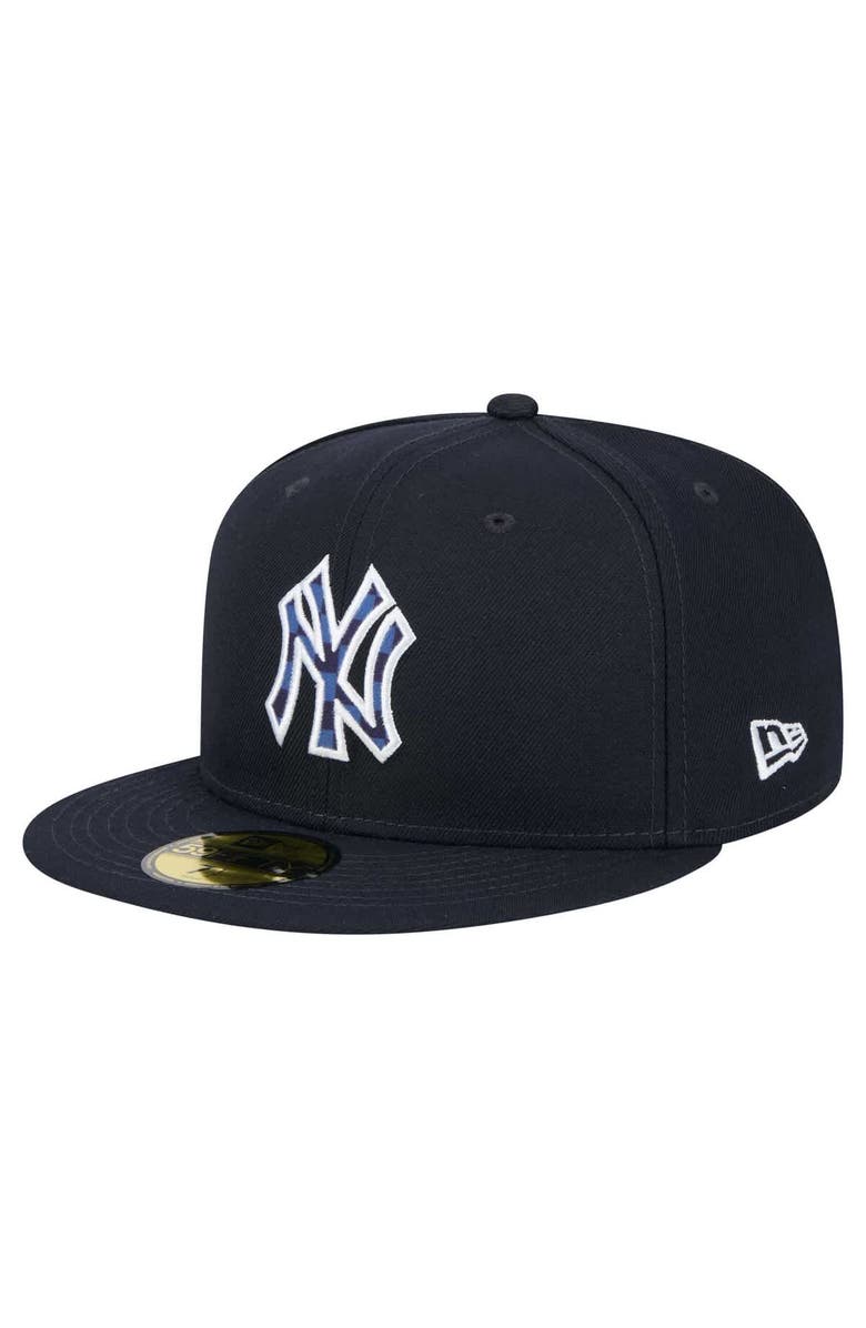 New Era Men's New Era Navy New York Yankees Checkered Undervisor 59FIFTY Fitted Hat, Main, color, 