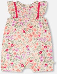 Deux par Deux Sleeveless Flutter Ruffles Printed Flowers Romper