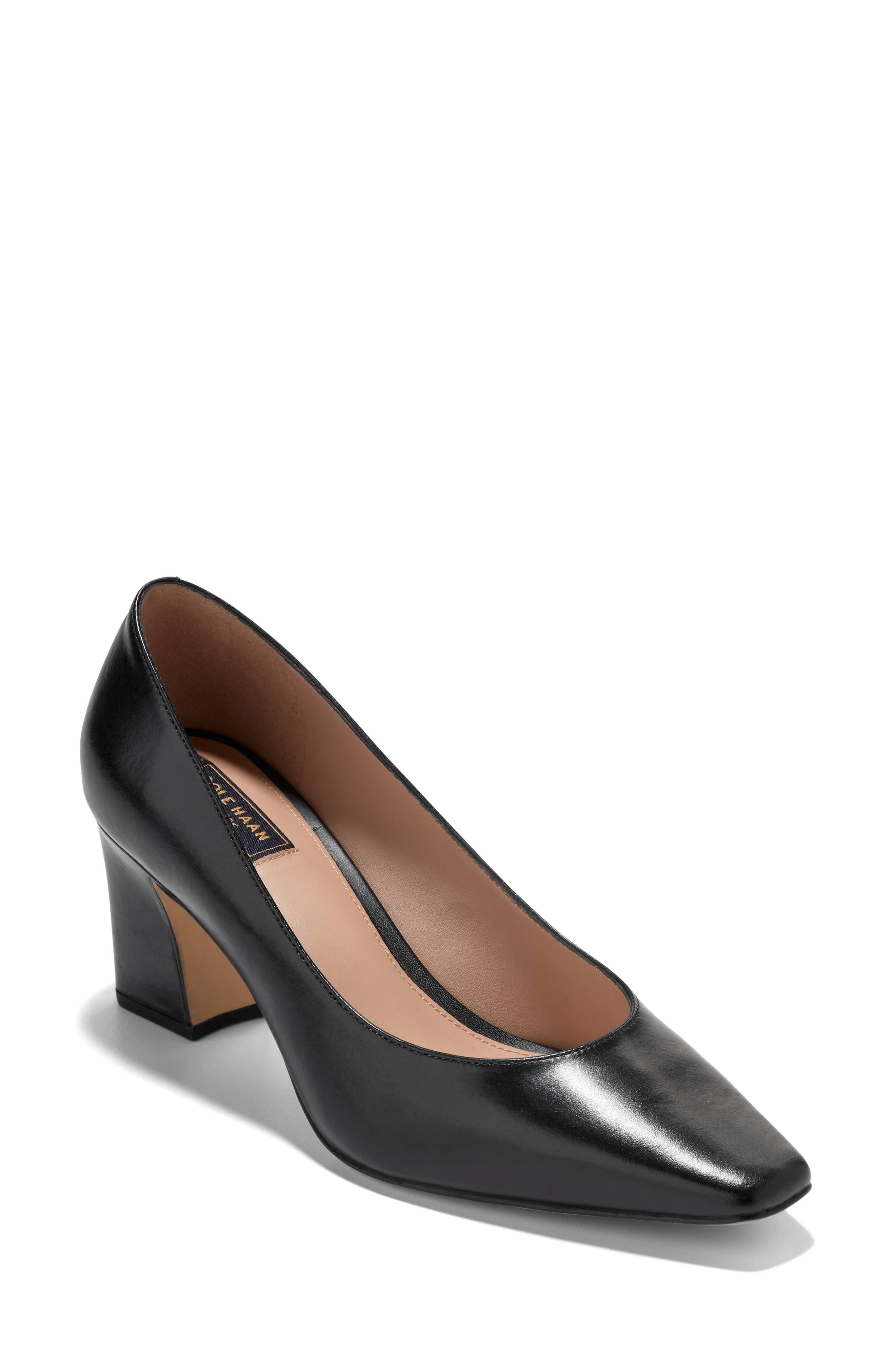 Blanche Block Heel Pump, Main, color, BLACK LEATHER