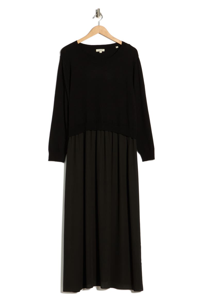 Long Sleeve Twofer Sweater Dress, Alternate, color, BLACK