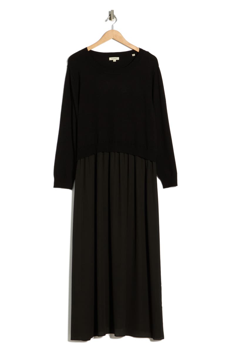 MAX STUDIO Long Sleeve Twofer Sweater Dress, Alternate, color, Black