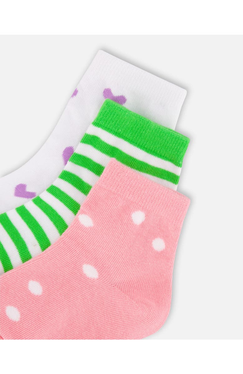 Deux par Deux Allover Prints Striped Cotton Socks, Alternate, color, Striped Green