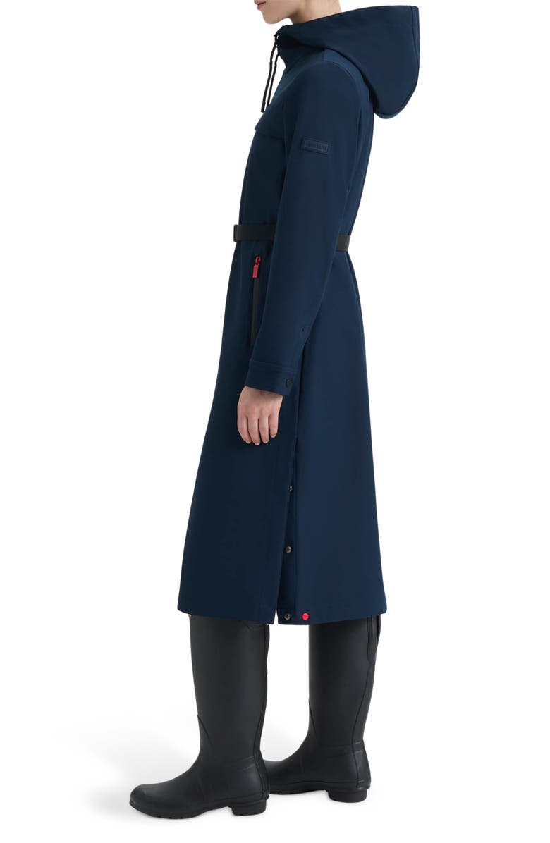 Hunter Crown 2.0 Water Repellent Hooded Softshell Coat, Alternate, color, Navy/ Hunter Green