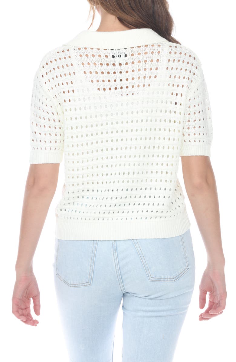 RAIN AND ROSE Open Stitch Sweater Polo, Alternate, color, White