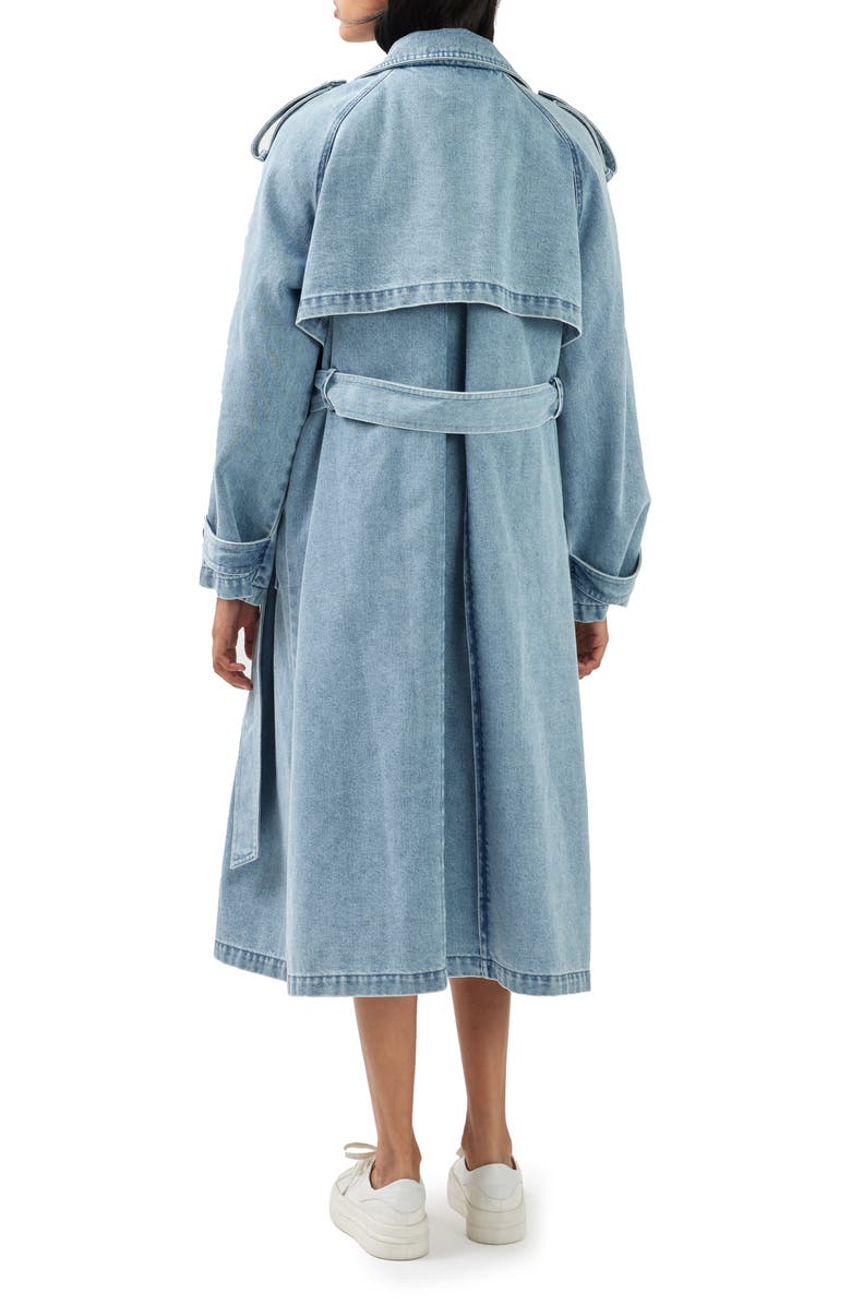 Belle & Bloom Wild Skies Denim Trench Coat, Alternate, color, Stonewash