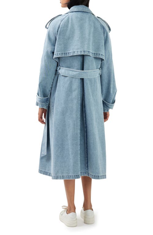 Belle & Bloom Wild Skies Denim Trench Coat In Blue