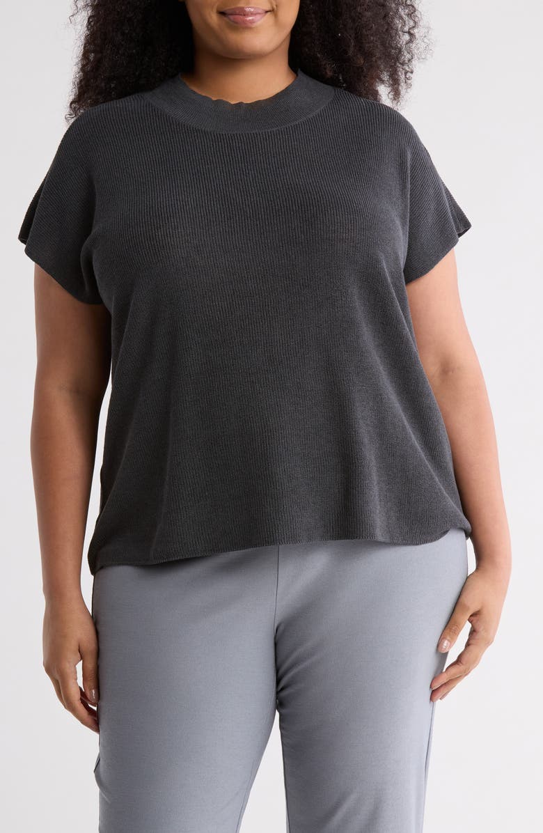 Eileen Fisher Mock Neck Organic Linen & Cotton Sweater, Main, color,