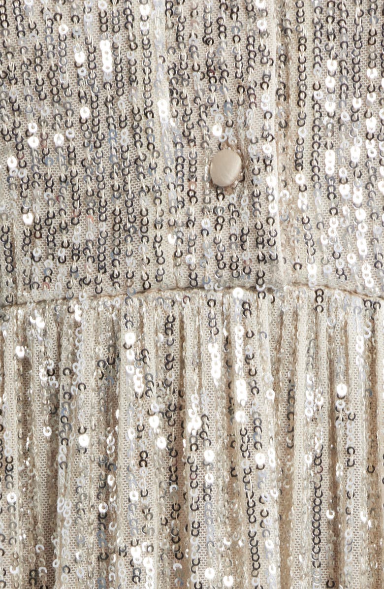 Eliza J Sequin Stripe Shirtdress, Alternate, color, Silver