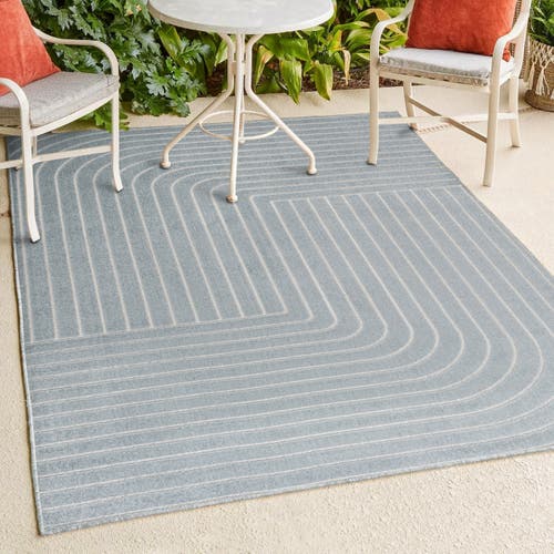 Jonathan Y Odense High-low Minimalist Angle Geometric Indoor/outdoor Area Rug In Light Blue/cream