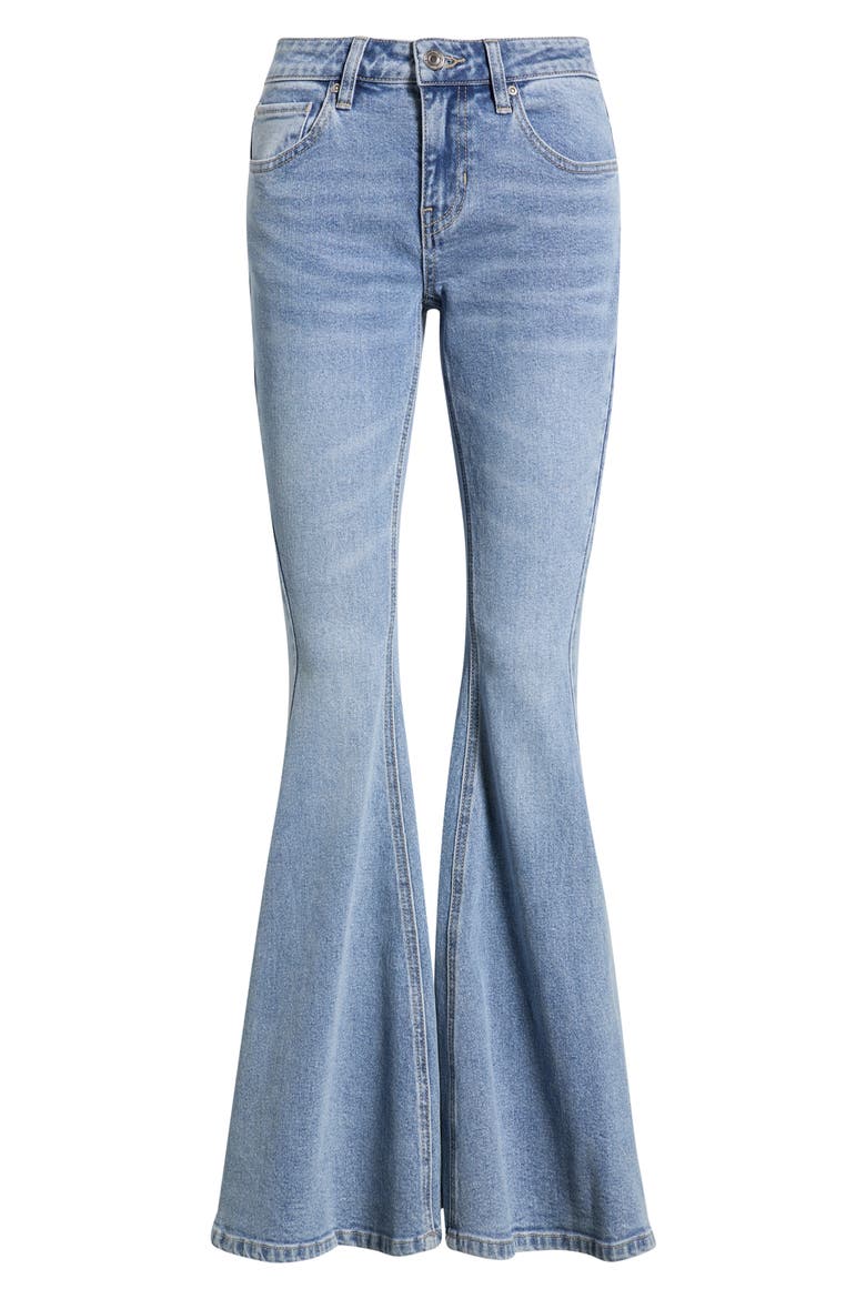 Twisted Seam Low Rise Bell Bottom Jeans, Alternate, color, LIGHT WASH