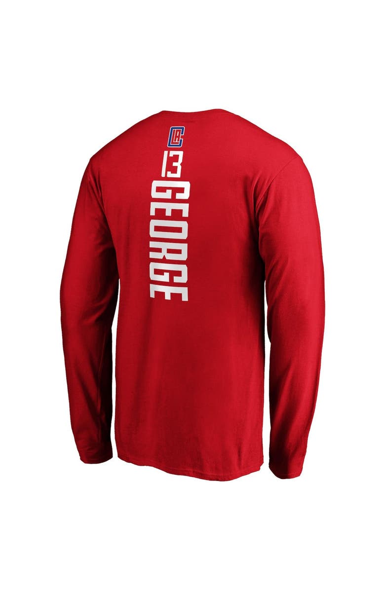 FANATICS Men's Fanatics Branded Paul George Red LA Clippers Team Playmaker Name & Number Long Sleeve T-Shirt, Alternate, color, 