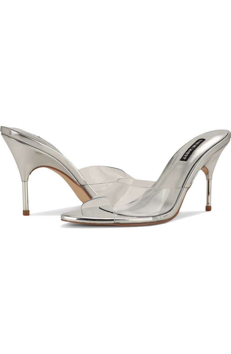 Nine West Vella Pointed Toe Slide Sandal, Alternate, color, Clear Silver