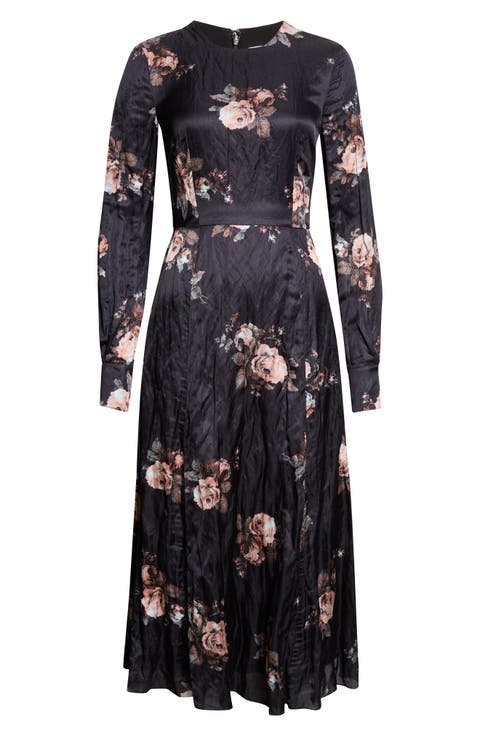Margot Crushed Satin Midi Dress