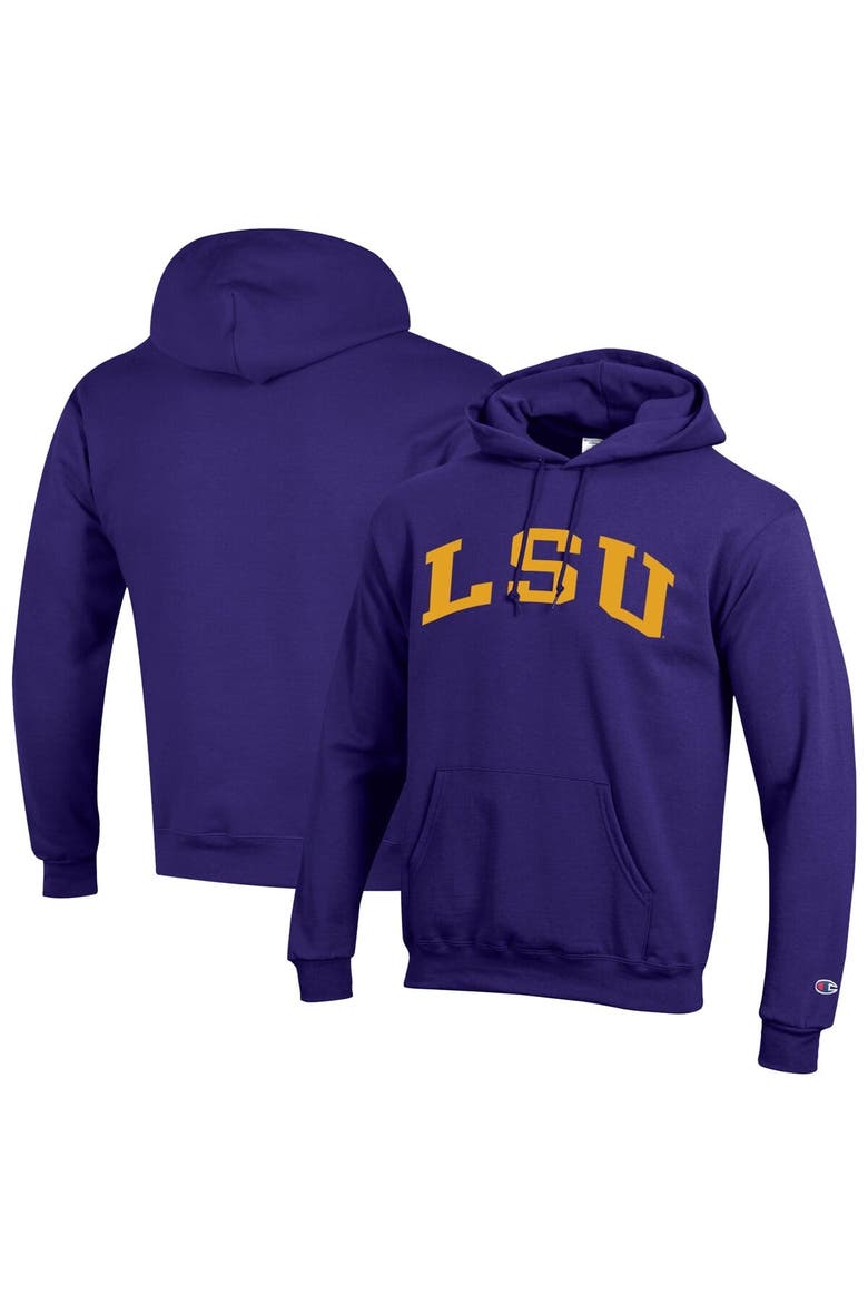 Men's Champion  Purple LSU Tigers Basic Arch Fleece Pullover Hoodie, Main, color, Purple