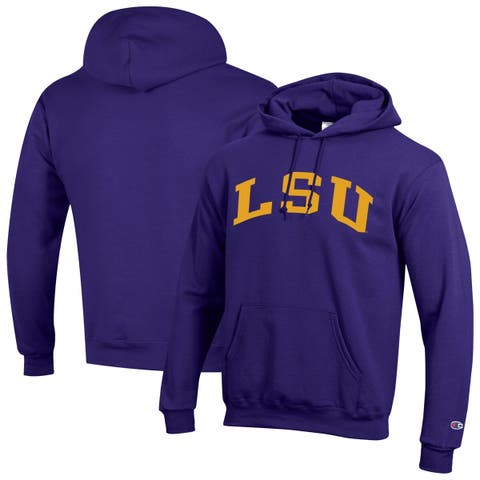 Men's Champion  Purple LSU Tigers Basic Arch Fleece Pullover Hoodie