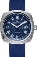 Heritor Automatic Davenport Engraved-Case Leather-Band Watch w/ Date