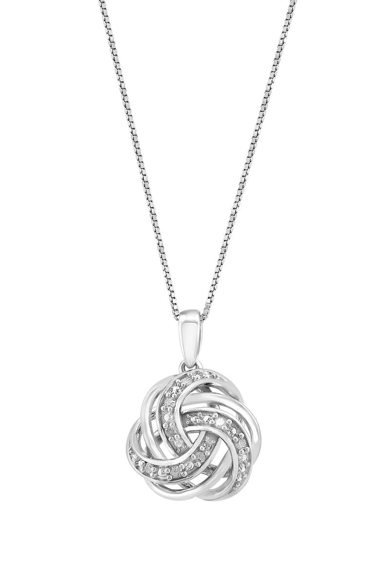 Sterling Silver Diamond Swirl Pendant Necklace, Main, color, SILVER