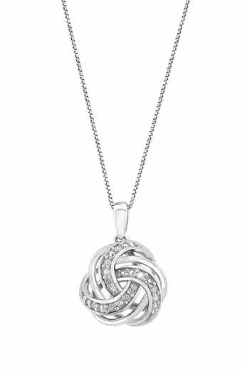 Sterling Silver Diamond Swirl Pendant Necklace