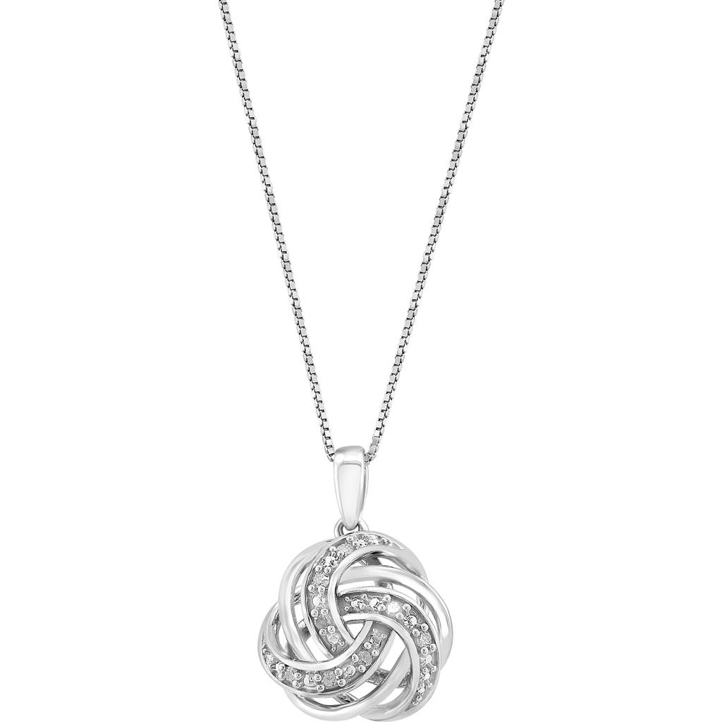 Effy Sterling Silver Diamond Swirl Pendant Necklace In Silver