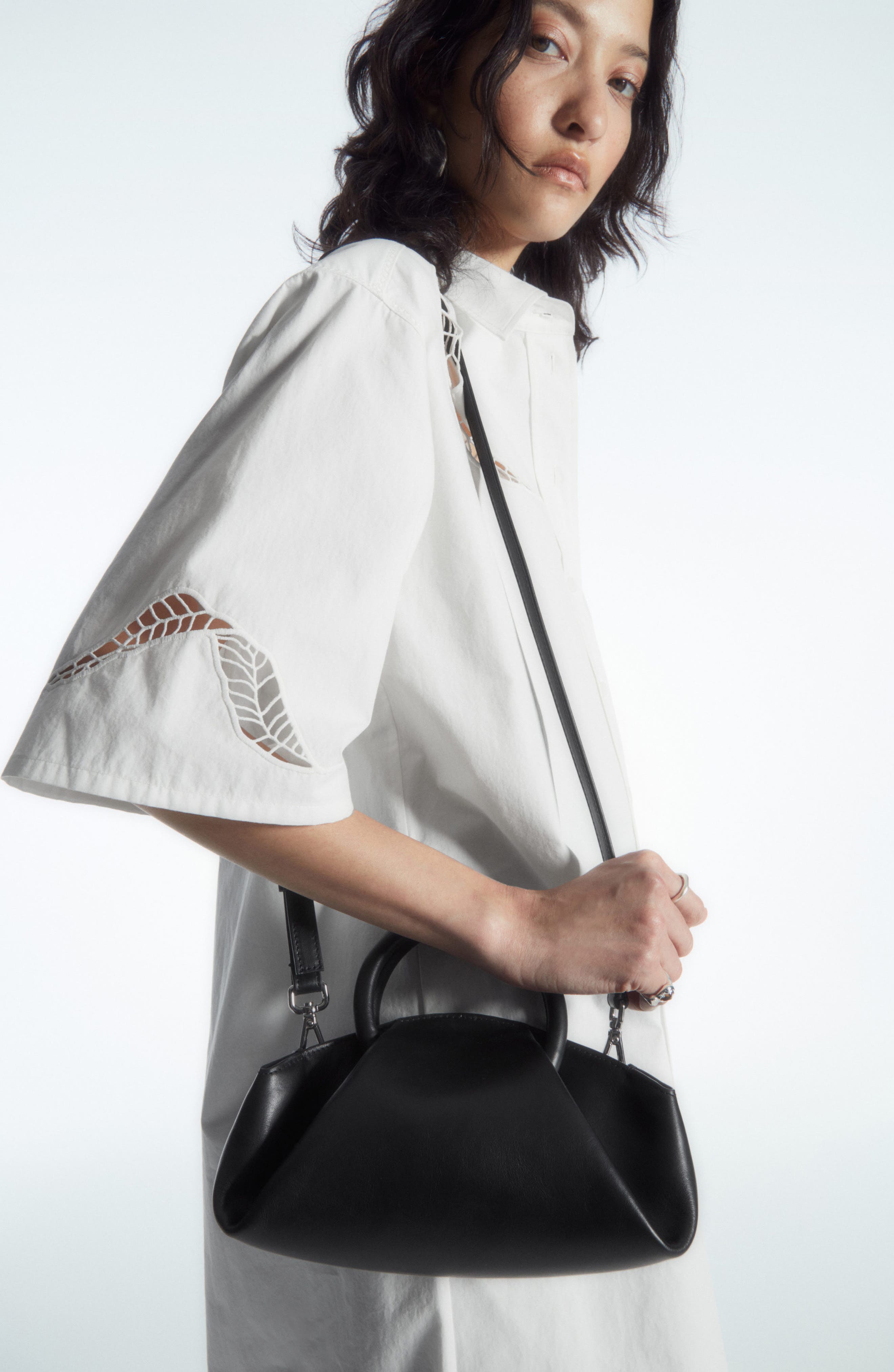 Fold Leather Micro Tote Bag, Alternate, color, BLACK DARK