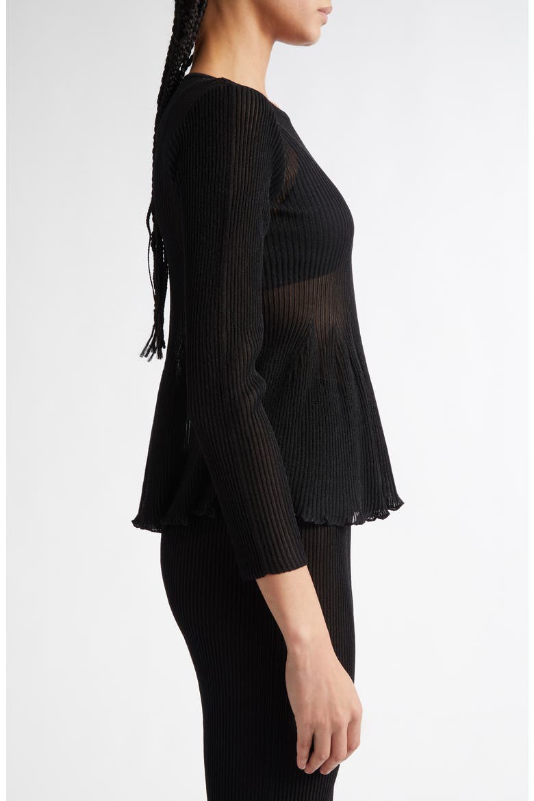 Hypha Lucent Flare Hem Knit Top, Alternate, color, BLACK