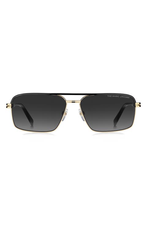 59mm Gradient Rectangular Aviator Sunglasses