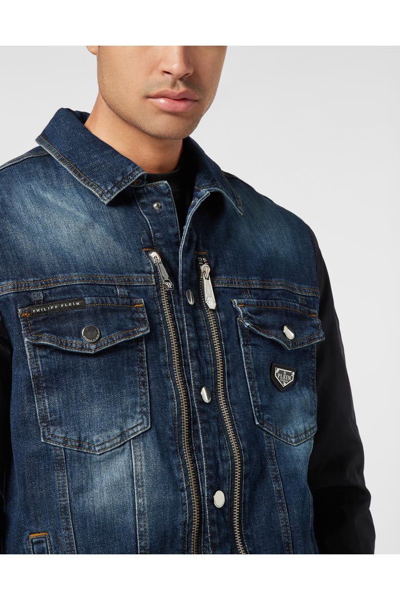 Composed Denim Zip Jacket College Men, Alternate, color, DeepOcean
