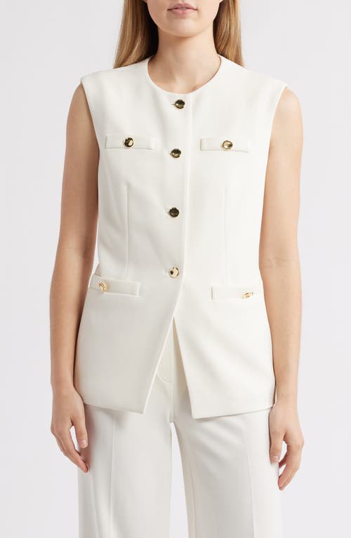 ANNE KLEIN ANNE KLEIN LONGLINE CREPE VEST