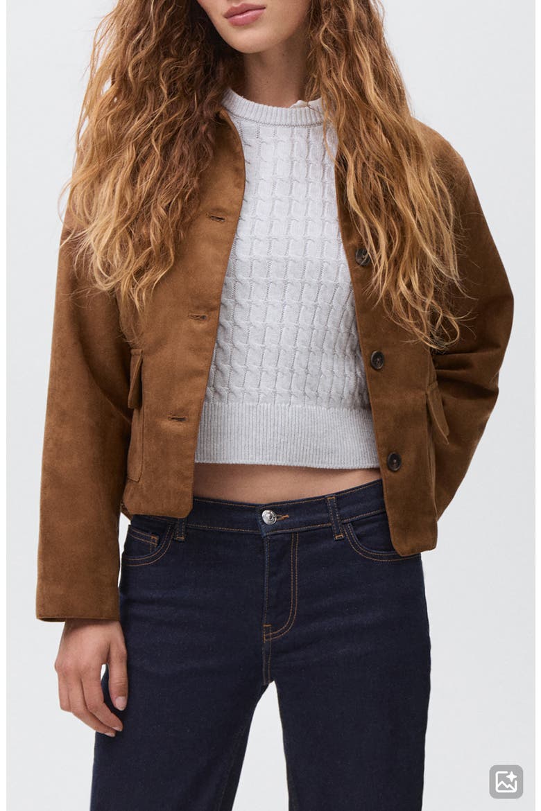 Faux Suede Jacket, Main, color, TOBACCO BROWN