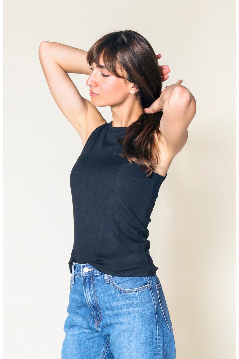 Plus Donna Modal Ribbed Tank, Alternate, color, Black