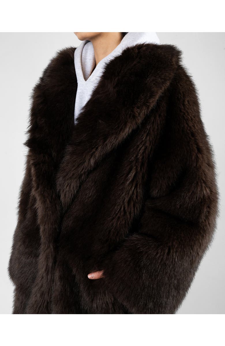 WeWoreWhat Long Faux Fur Jacket, Alternate, color, Dark Brown