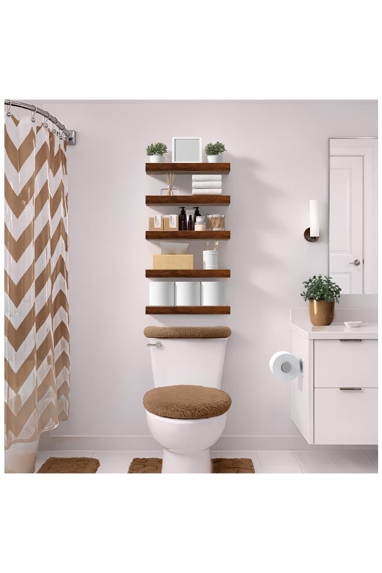 Set of 2 16-Inch Rectangular Floating Shelves, Alternate, color, WALNUT
