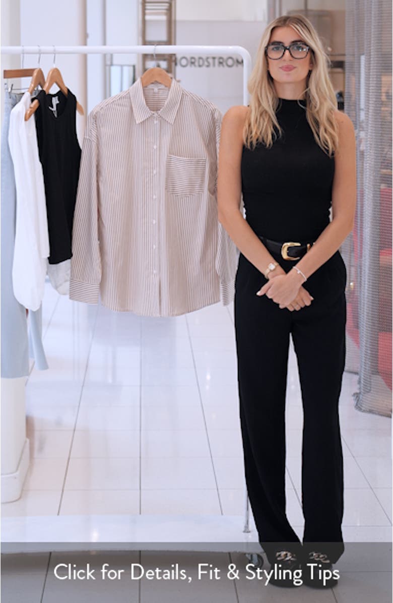 The Beau Stripe Cotton Poplin Button-Up Shirt, sales video thumbnail