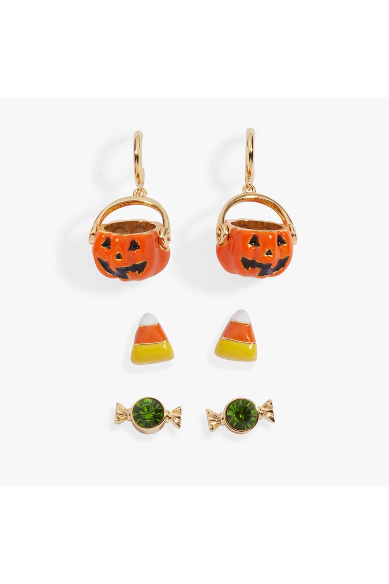 'Trick or Treat' Earring Set of 3, Main, color, Gold