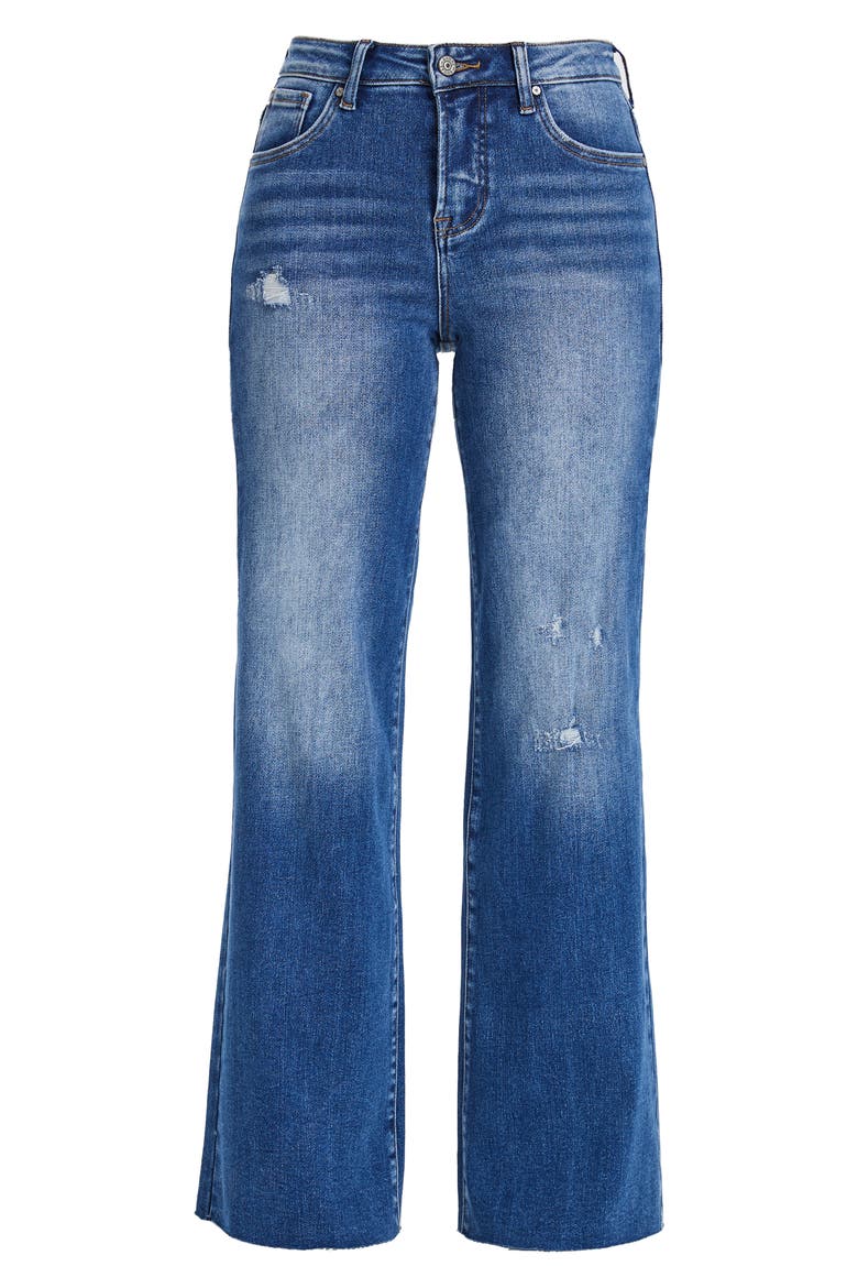 Raw Hem High Waist Wide Leg Jeans, Alternate, color, AZURE
