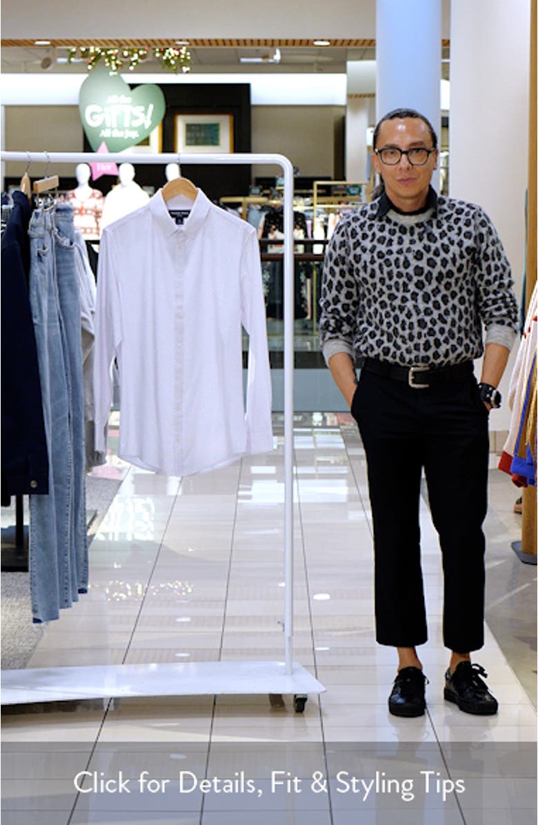 Leeward Trim Fit Dot Performance Button-Up Shirt, sales video thumbnail