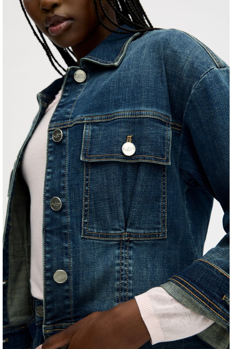 Cinch Waist Denim Jacket, Alternate, color, BOZEMAN MED WASH