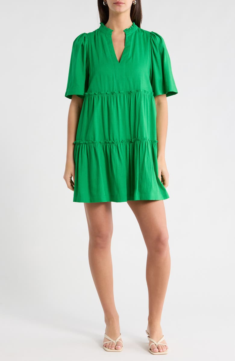 SUGARLIPS Gibson Dixie Tiered Cotton Dress, Main, color, Kelly-Green