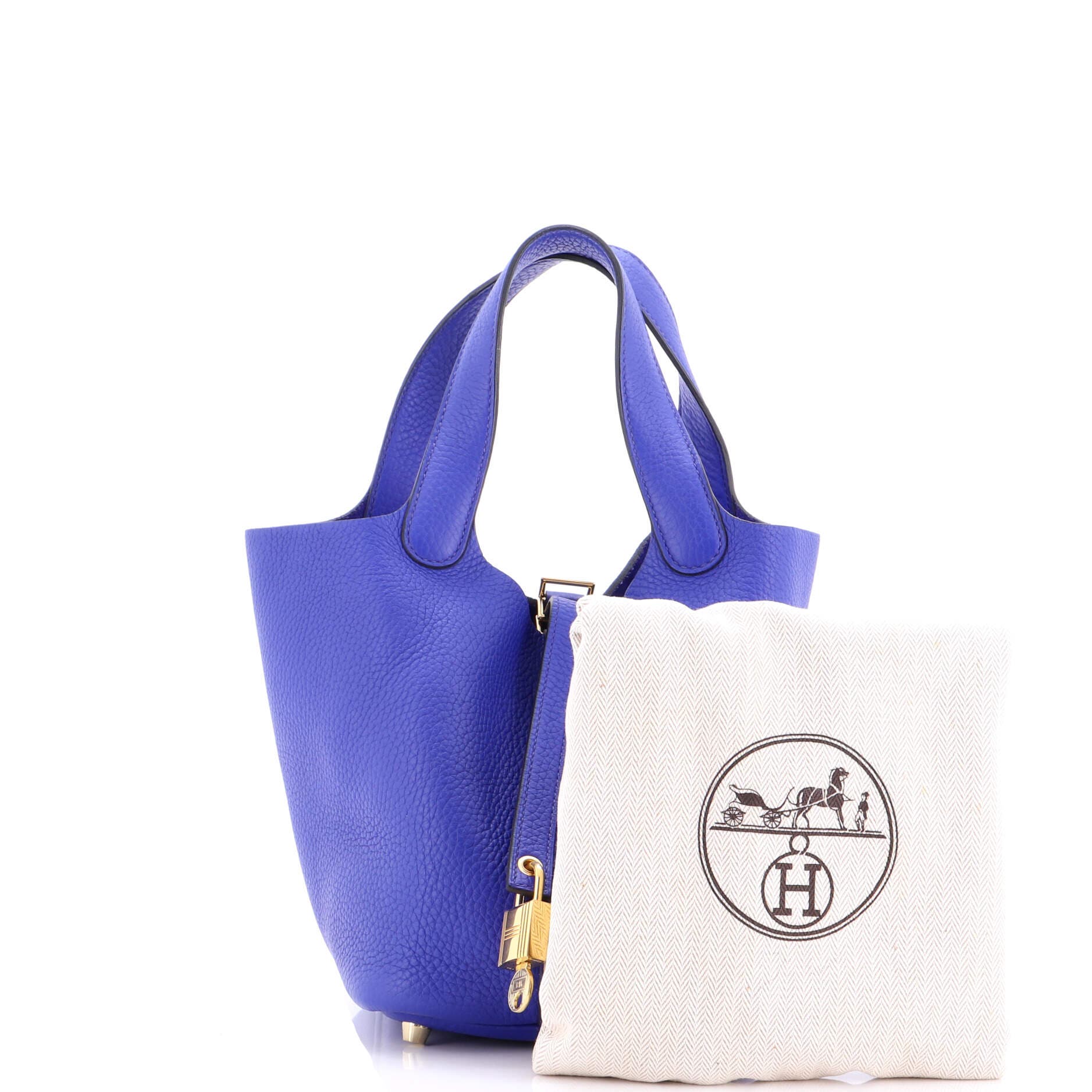 Pre-Owned Hermes Picotin Lock Bag Clemence PM, Alternate, color, Bleu Electrique