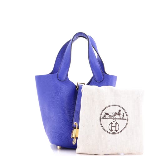 Pre-owned Hermes Hermes Picotin Lock Bag Clemence Pm In Blue