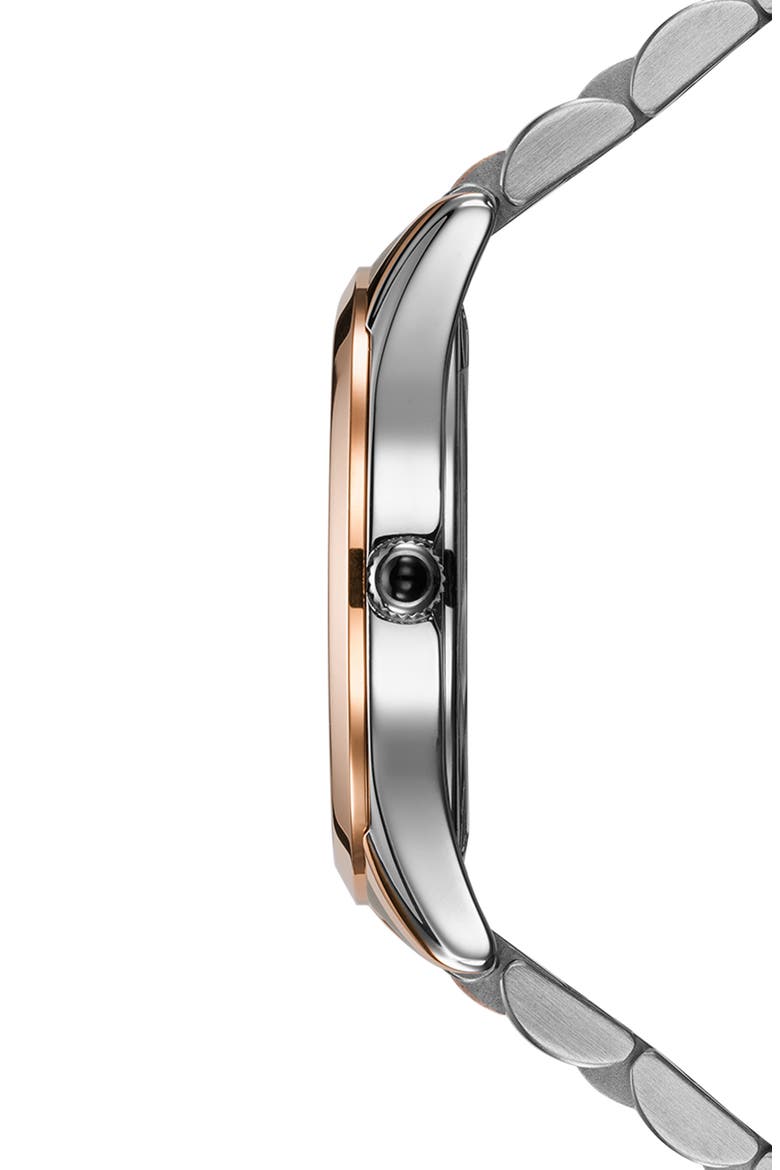 Classic R Diamond Two-Tone Bracelet Watch, 34mm, Alternate, color, STAINLESS STEEL/ ROSE GOLD