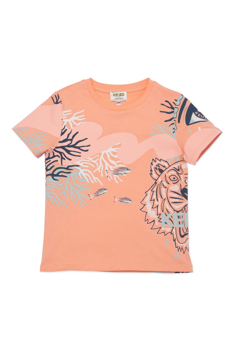 Kids' Tiger Undersea Graphic Tee, Main, color, SALMON