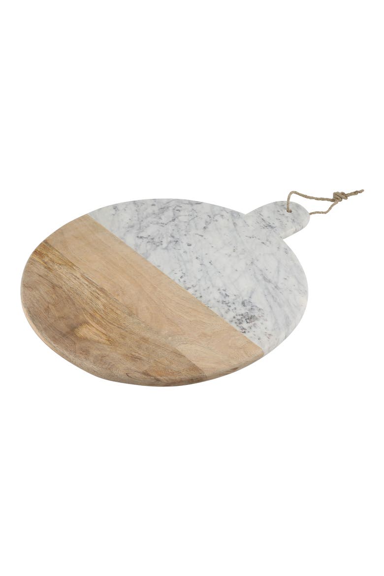 Round Extra Large Marble & Acacia Wood Serving Board, Main, color, BROWN/ LAVENDAR