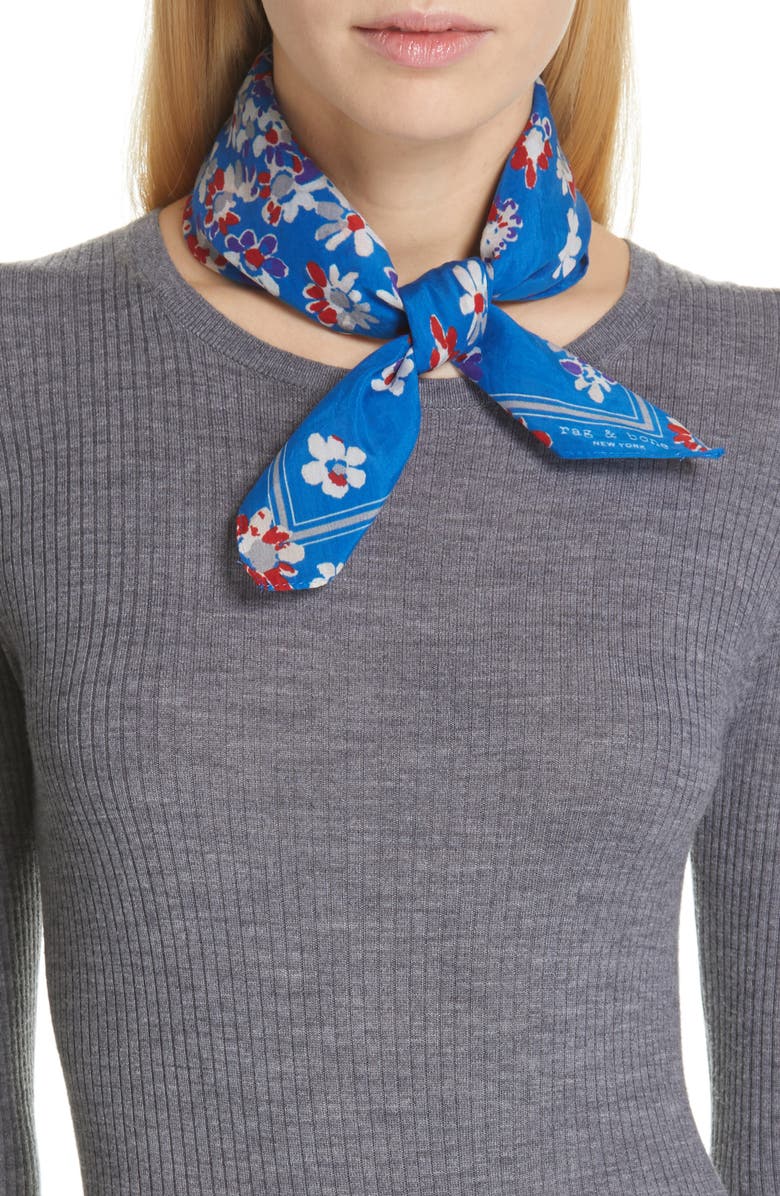 rag & bone Floral Cotton & Silk Scarf, Main, color, 
